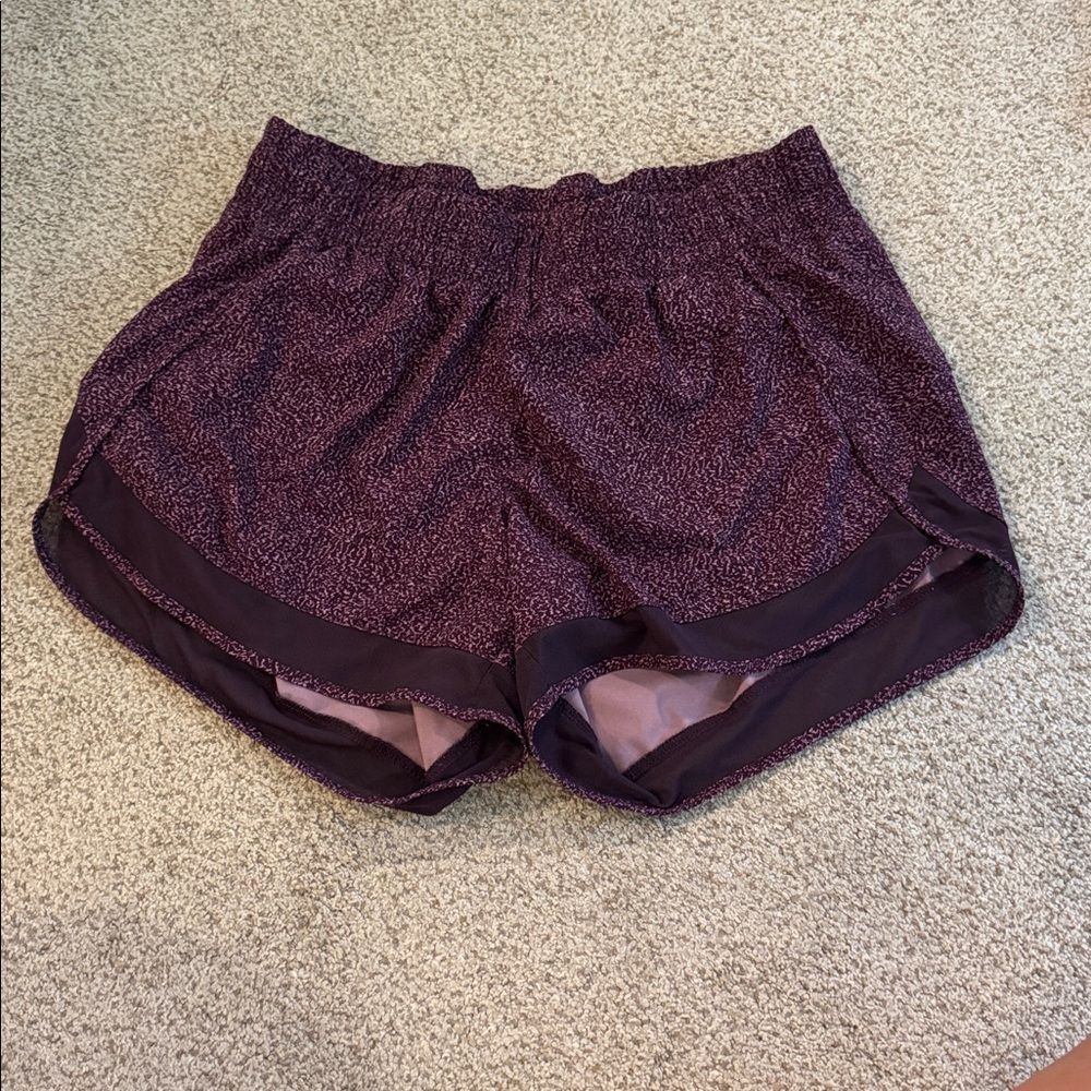 Athleta Women's Purple Print Mesh‎ Racer Run Athletic Shorts Size Small